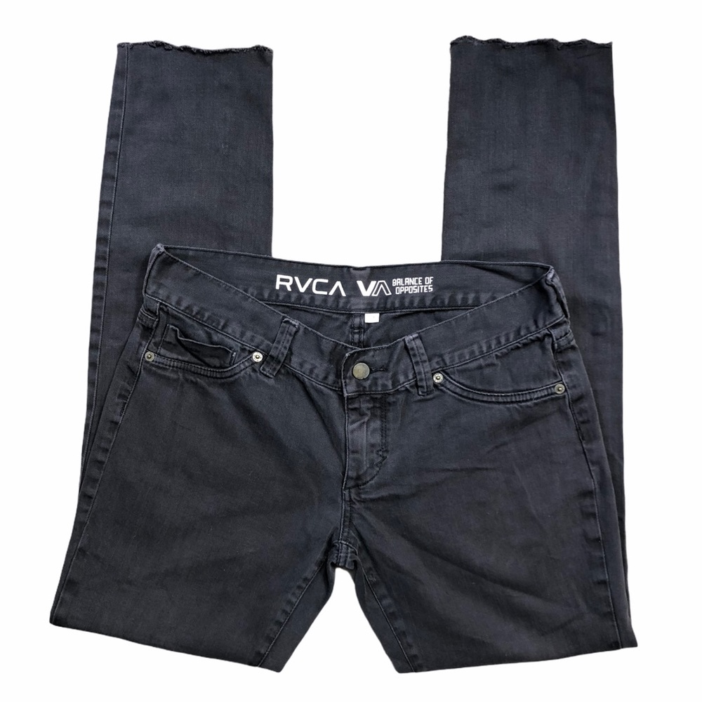 RVCA VA Faded Black Raw Hem Distressed Jean